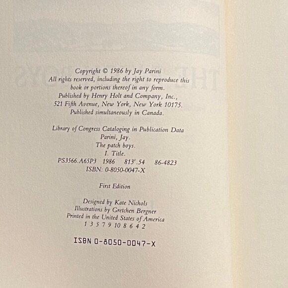 "The Patch Boys," by Jay Parini, 1986 First Edition Hardcover, Signed by Author - Picture 4 of 9